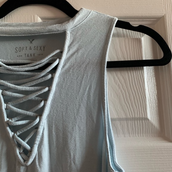 Baby Blue Lace-Up Tank - Picture 2 of 3